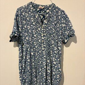 Faberty Inside-Out Blue & White Floral Dress - Women's S